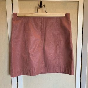 Free People Modern Femme Vegan Leather Suede Mini Skirt 6 Rose/Mauve